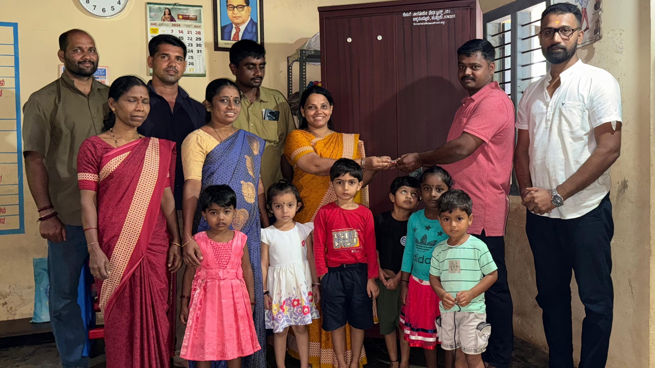 Wardrobe donated by Veera Maruthi Seva Trust to Anganwadi Center for safe storage of records